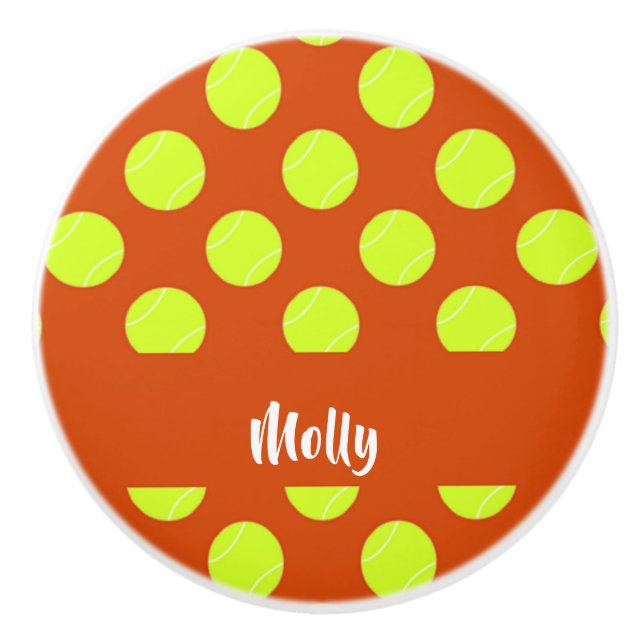 Grönt tennis boll orange mönster knopp (Framsidan)