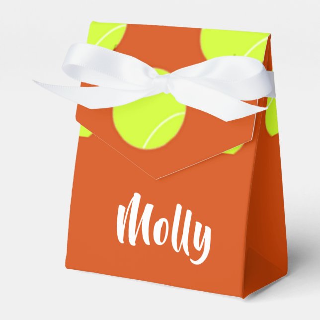 Grönt tennis boll orange mönster presentaskar (Framsidan Sidan)