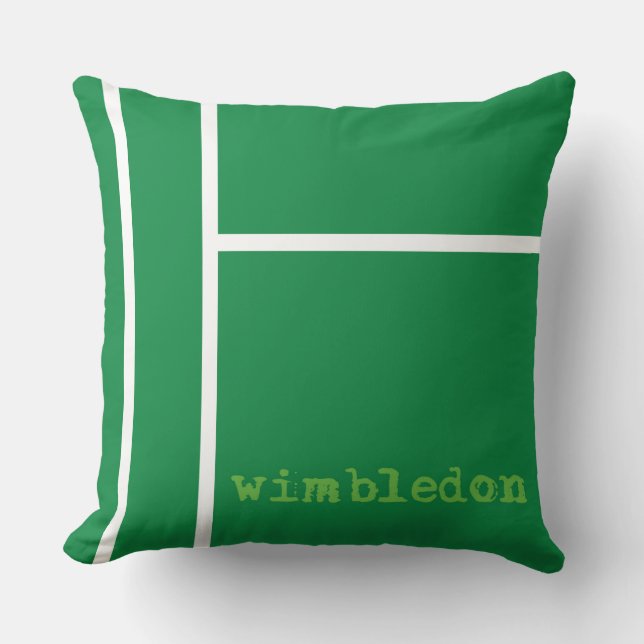 Grönt tennis court med Wimbledon Kudde (Framsida)