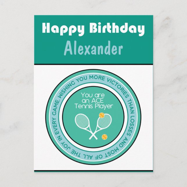 Grönt Tennis 🎾 Grattis på födelsedagen vykort (Framsida)