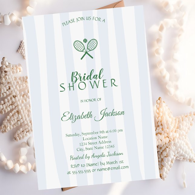 Grönt Tennis Rackets Blue Stripe-Möhippa Inbjudningar (Skapare uppladdad)