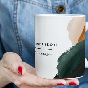 Grönt terracotta abstrakt vattenfärg modern unik kaffemugg