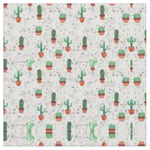 Grönt Terracotta Cactus Pots Splatter Mönster Tyg