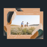 Grönt terracotta modern minimal vattenfärgfoto helg vykort<br><div class="desc">Budgeterad grönt terracotta abstrakt vattenfärgsmoderna skript 1 fotojulkort. Modern grönt,  beige och terracotta kolorway.</div>