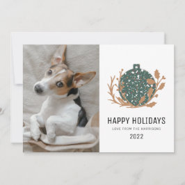 Grönt Terrazzo Bauble Lycklig Helgdag Hund Photo 2 Julkort