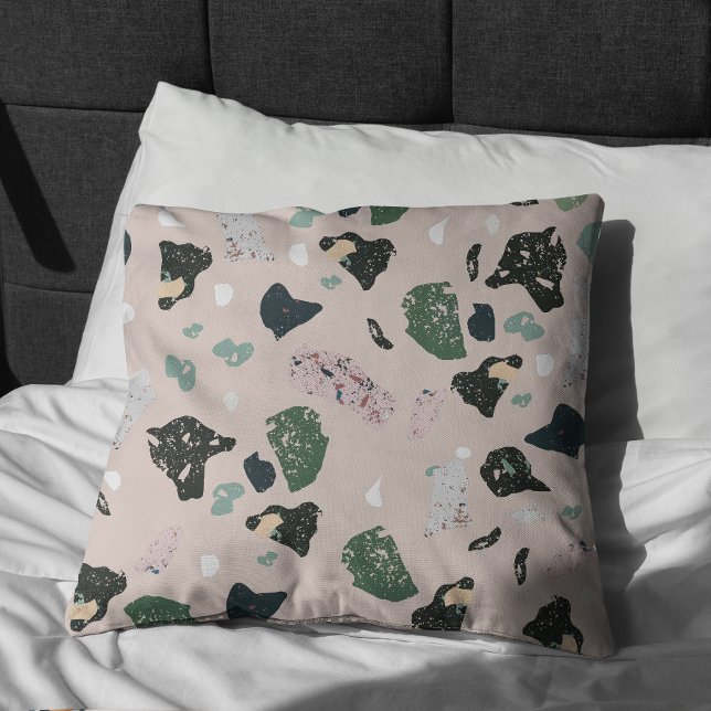 Grönt Terrazzo Mönster Kudde (Green Terrazzo Pillow)