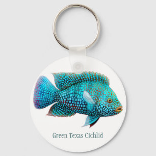 Grönt Texas Cichlid Fish Keychain Nyckelring