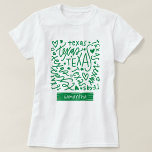 Grönt Texas Doodle Mönster T Shirt