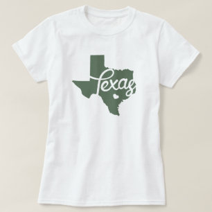 Grönt Texas Heart T Shirt