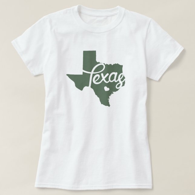 Grönt Texas Heart T Shirt (Design framsida)