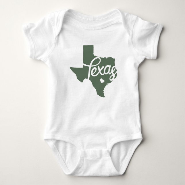 Grönt Texas Heart T Shirt (Framsida)