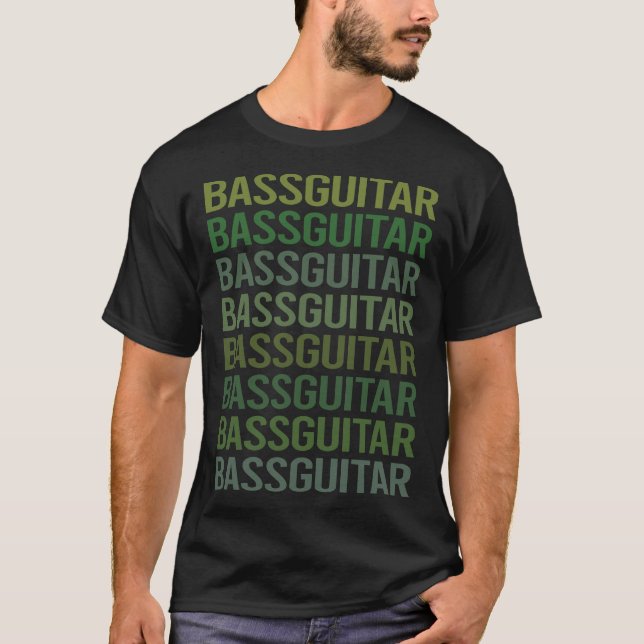 Grönt Text Bass Guitar Guitarist T Shirt (Framsida)