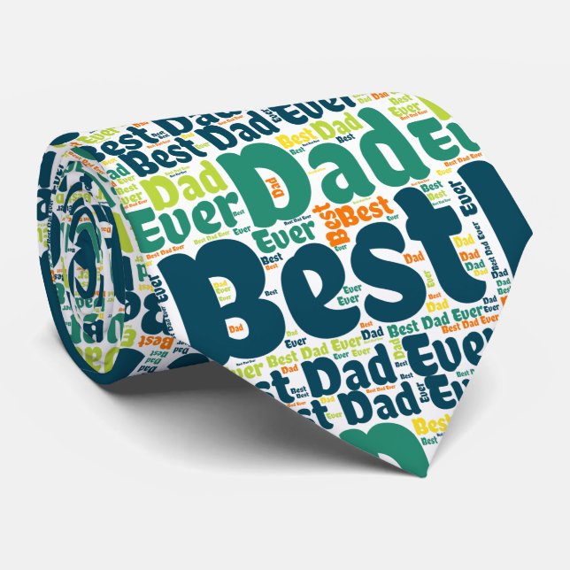 Grönt Text bäst Pappa någonsin Slips (Rullad)