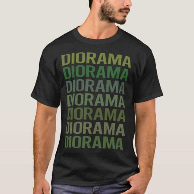 Grönt Text Diorama Dioramas T Shirt (Framsida)
