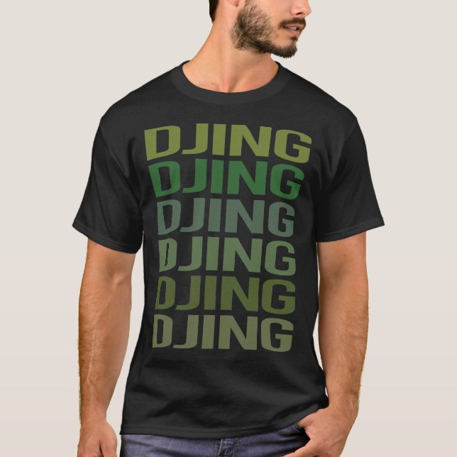 Grönt Text Djing DJ Disk Jockey Deejay T Shirt (Framsida)