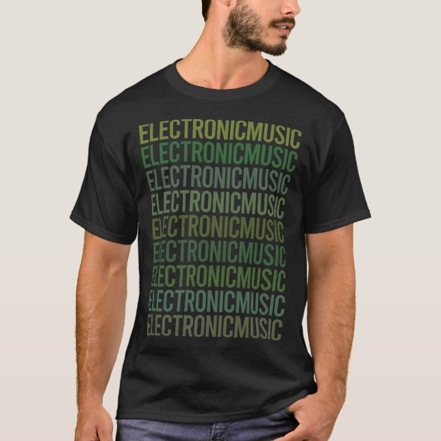 Grönt Text Electronic Music T Shirt (Framsida)
