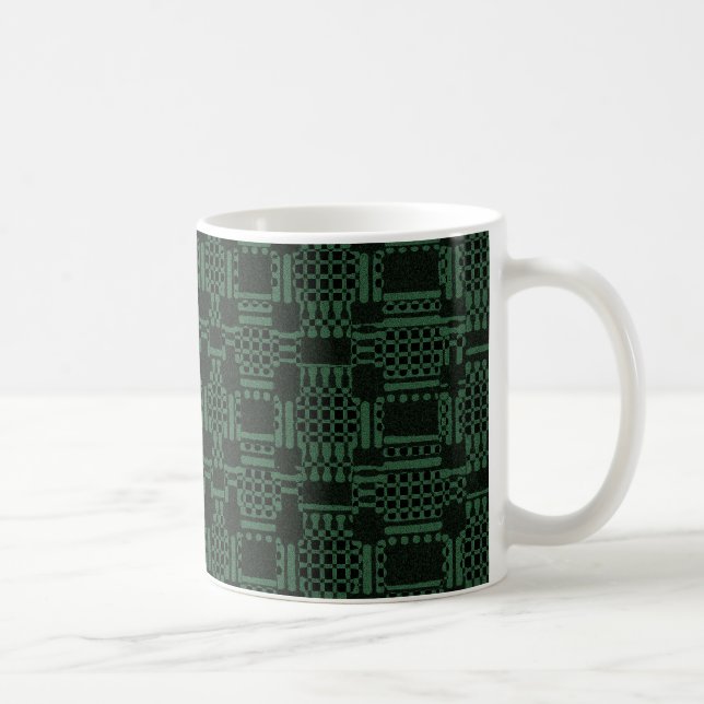 Grönt texturerade rutor mönster kaffemugg (Höger)