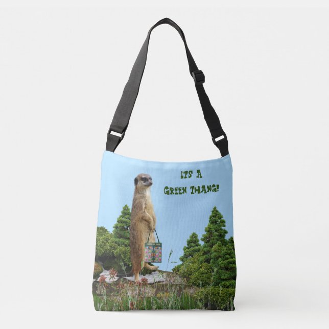 'Grönt Thang' Meerkat & Dragonfly (Bakbild) Axelväska (Framsida)