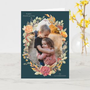 Grönt Thanksgiving Foto för automatiska Blommigtar Kort