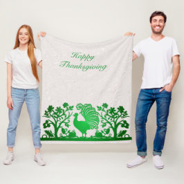 Grönt Thanksgiving Turkiet Blommigt Fleece Blanket