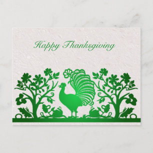 Grönt Thanksgiving Turkiet Blommigt vykort