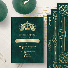Grönt Tiara Krona Elegant Quinceanera OSA Kort