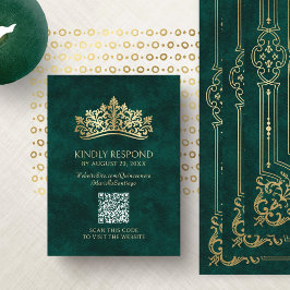 Grönt Tiara Krona QR OSA Quinceanera Tilläggskort