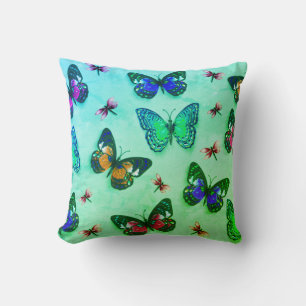 Grönt Tie-Dye Butterfly Print Dekorativ kudde