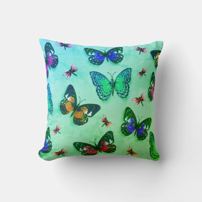 Grönt Tie-Dye Butterfly Print Dekorativ kudde (Framsida)