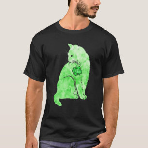 Grönt Tie Dye Cat Shamrocks St Patricks Day Lucky T Shirt