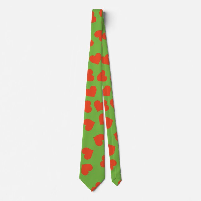 Grönt Tie Red Hearts Slips (Framsida)