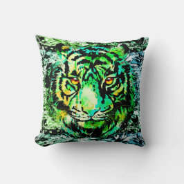 Grönt Tiger Head | Tiger Teckning Dekorativ kudde