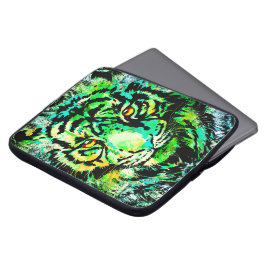 Grönt Tiger Head | Tiger Teckning Laptop sleeve