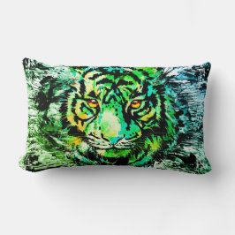 Grönt Tiger Head | Tiger Teckning Lumbar Pillow Lumbarkudde