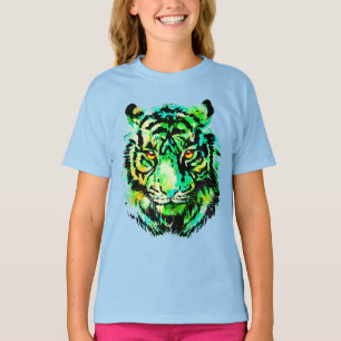Grönt Tiger Kids T-Shirt - Grönt Tiger Teckning