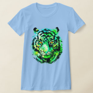 Grönt Tiger Porträtt - Wildlife Big Cats T Shirt