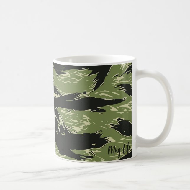 Grönt Tiger Rand Camo Mönster Kaffemugg (Höger)