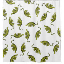 Grönt Tiger Shower Curtain