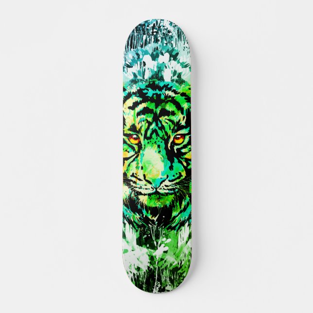 Grönt Tiger Skateboard - Grönt Tiger Teckning (Framsida)