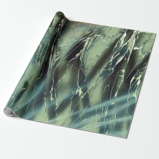 Grönt till Mörk Grått Presentpapper (Utrullad)