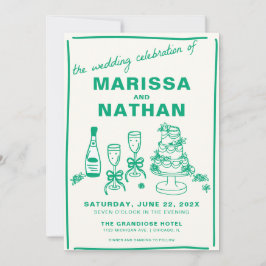 Grönt tillsammans med inbjudan till fotobröllop