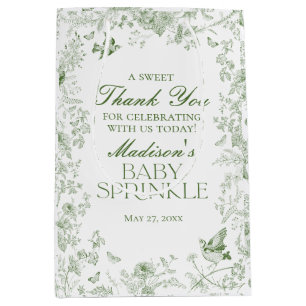 Grönt Toile De Jouy Baby Sprinkle Favors