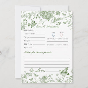 Grönt Toile De Jouy Blommigt Advice for Baby Card Inbjudningar