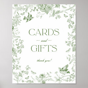 Grönt Toile De Jouy-Blommigt Cards and Gifts Sign Poster
