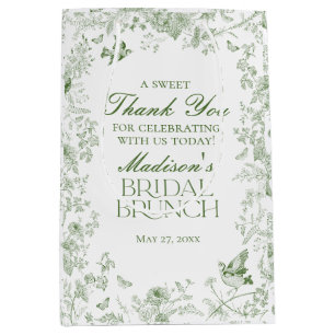 Grönt Toile De Jouy Blommigt Möhippa Brunch Favors