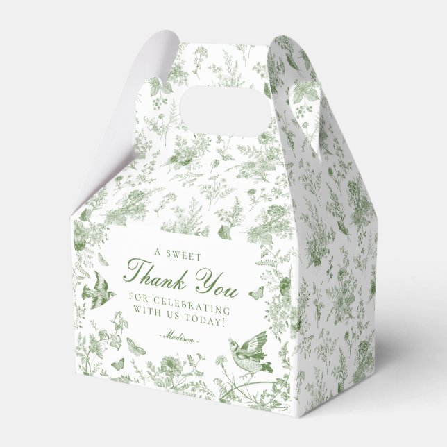 Grönt Toile De Jouy-Blommigten - undertextrutor fö Presentaskar (Framsidan Sidan)