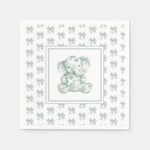 Grönt Toile Elephant Baby Shower Pappersservett