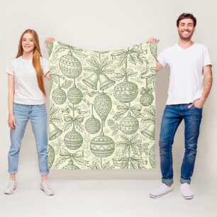 Grönt Toile Julklockor & Prydnader Mönster 2 Fleecefilt