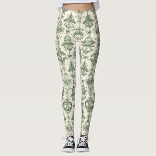 Grönt Toile Julklockor & Prydnader Mönster Leggings