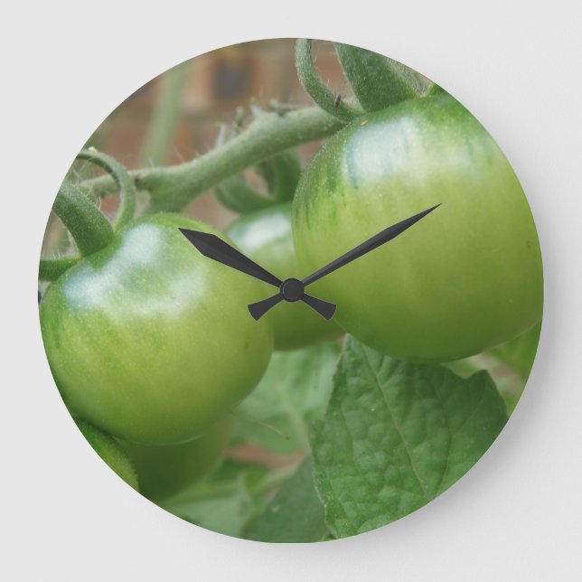 Grönt Tomates Wall Clock Stor Klocka (Framsida)
